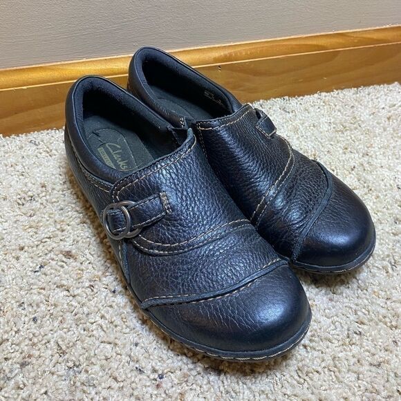 Clarks Ladies Blue Leather Shoes  Size 7m - Picture 1 of 6